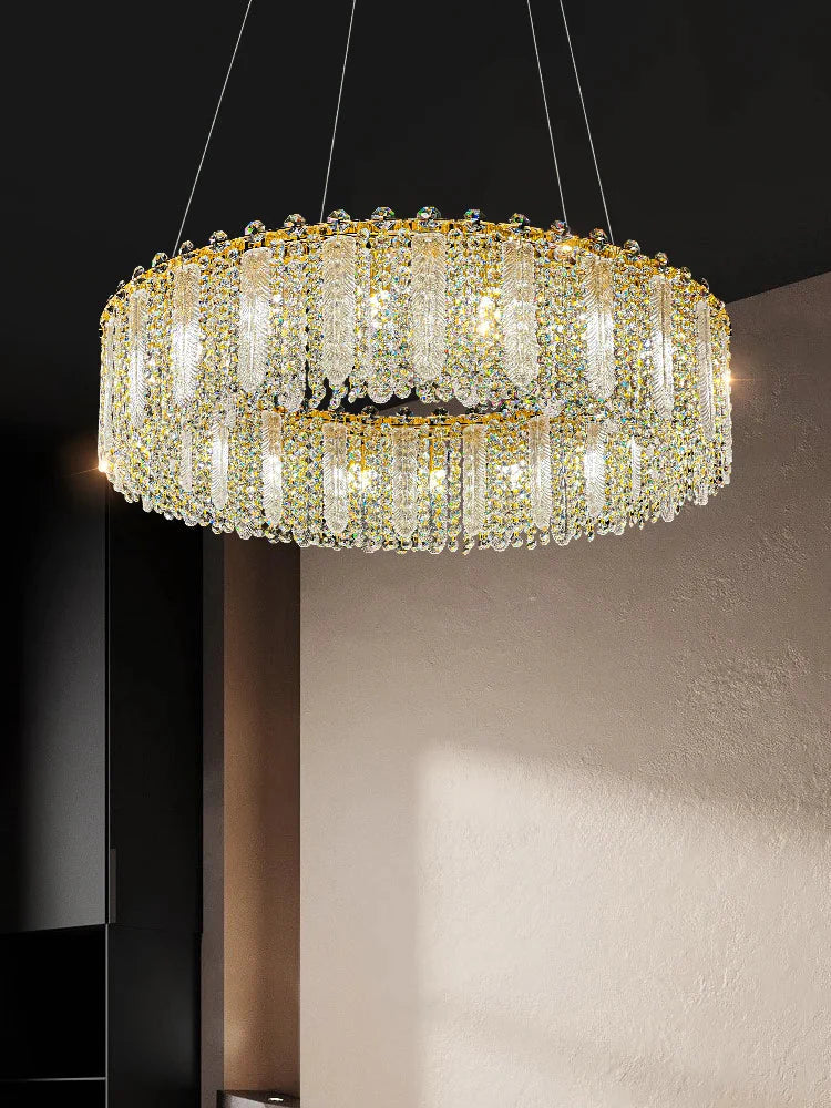 Elegant Feather Crystal Chandelier - A Light Luxury Masterpiece for Bedrooms, Living Rooms, Restaurants, and Villas