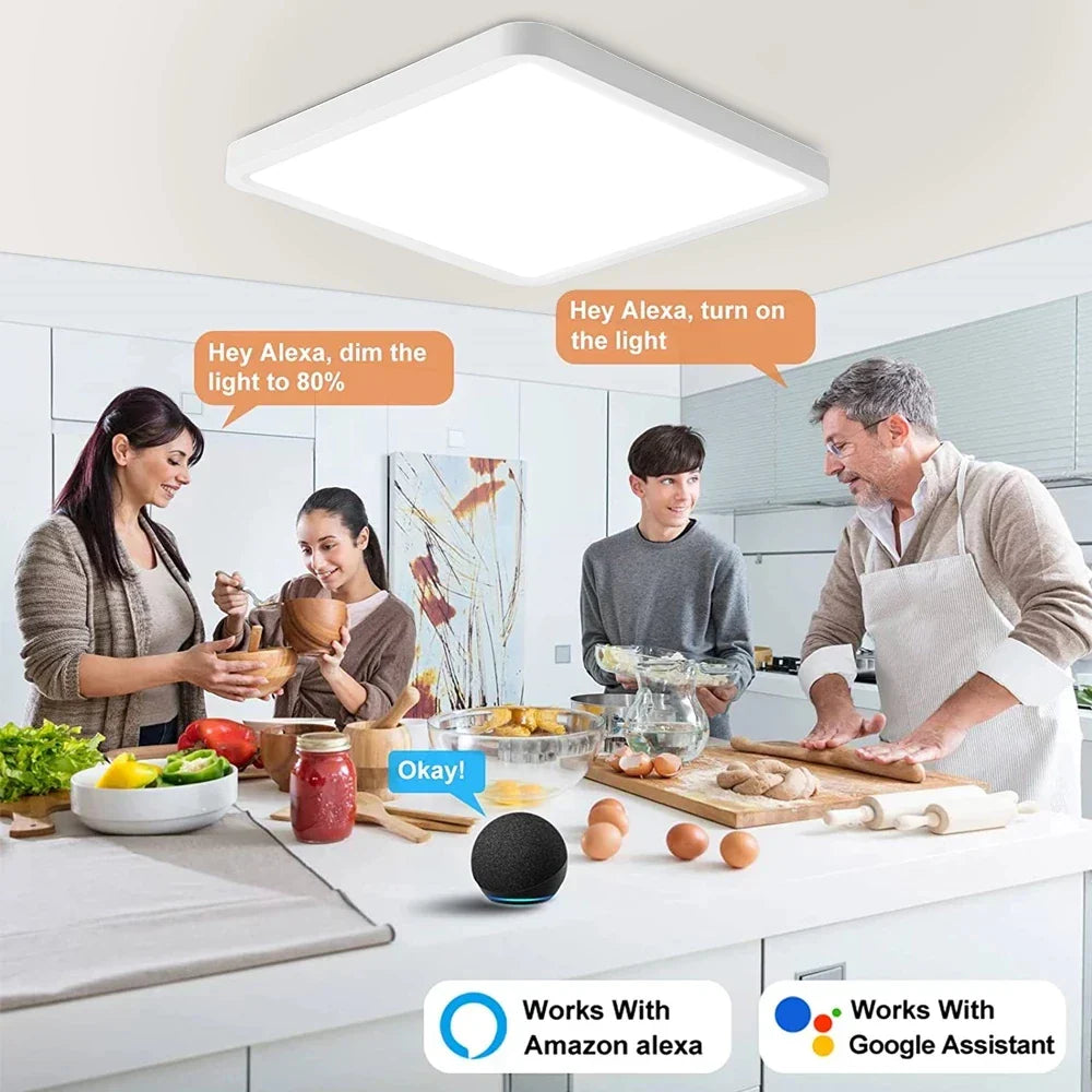 Smart LED Ceiling Lamp - 20-inch Ultra-Thin Lighting Fixture for Living Room, Bedroom, and Balcony