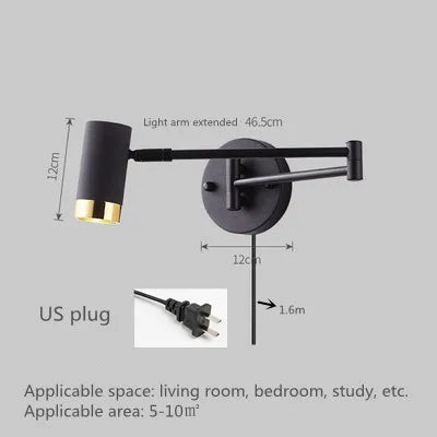 Modern Adjustable Wall Lamps - Swing Long Arm Design with Internal Wall Switch for Household Bedside Lighting, Enhance Your Decor with Stylish Sconce Lights