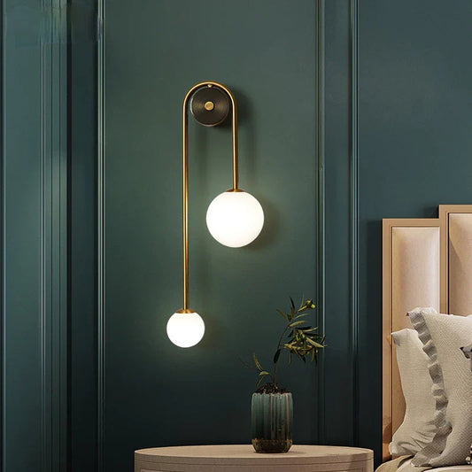 Elegant Modern Wall Lamp with Glass Ball Lampshade - LED Gold Luminaire Ideal for Home Decor, Living Room, Bedroom, and Interior Lighting Sconce with Nordic Flair