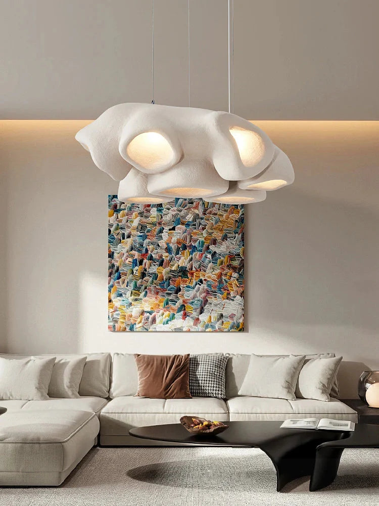 Nordic Living Room Wabi Sabi Chandelier - Minimalist LED Pendant Lighting for Dining Rooms, Bars, and Cafes