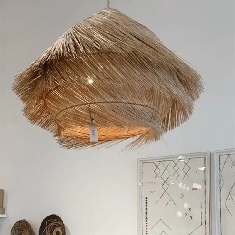 Japanese Wasabi-Inspired LED Pendant Lights - Rattan Chandelier Lamp Fixtures for Nordic Dining Rooms and Indoor Lighting