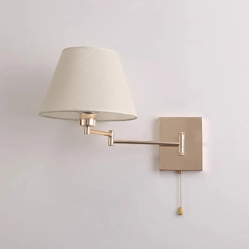 Nordic Adjustable Long Arm Folding Fabric Wall Lamp - Stylish Bedroom Bedside Light for Office, Hotel, Stair, Study, and Reading
