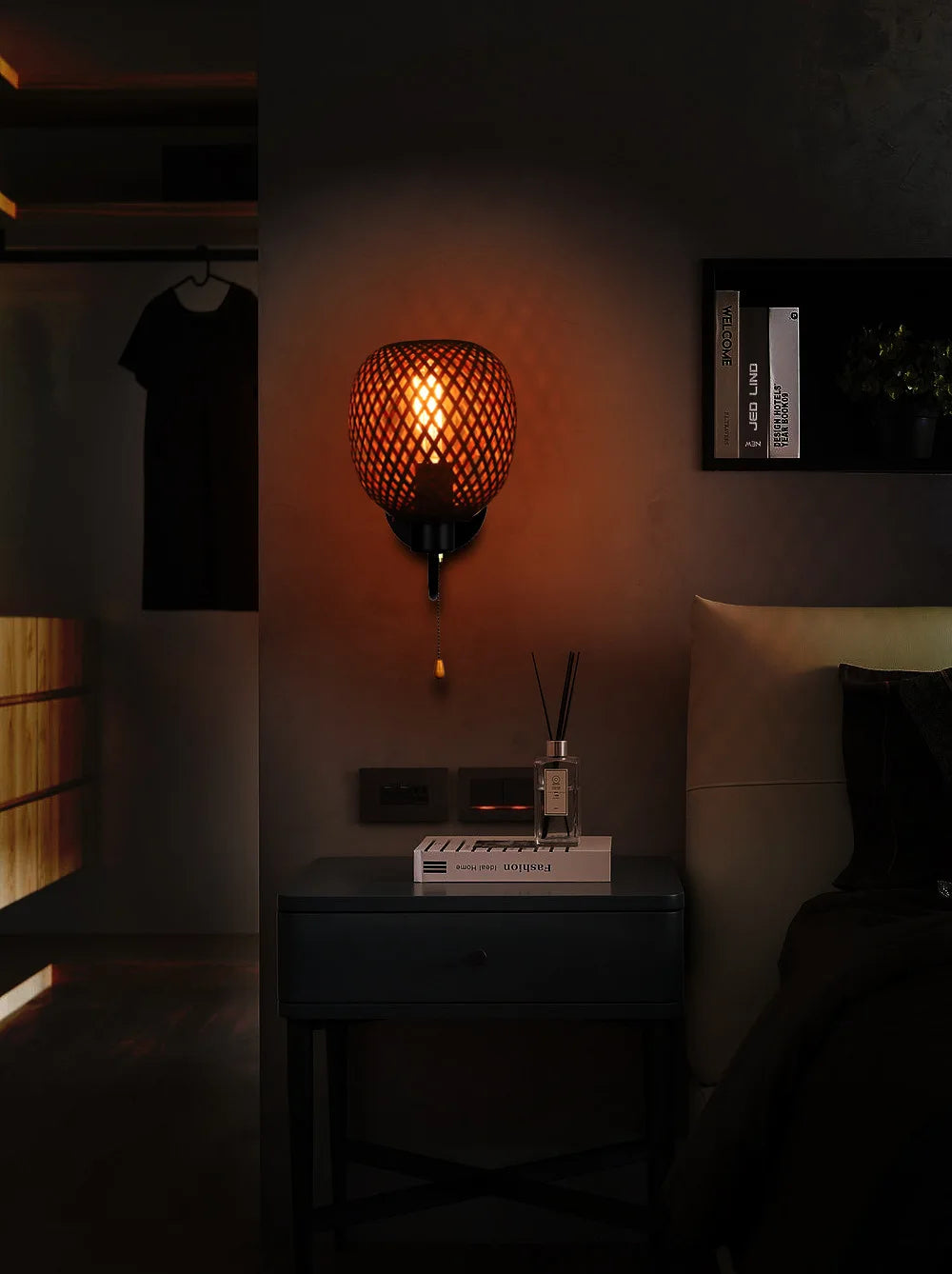 Vintage Rattan Bamboo Wall Sconce - Retro Lighting for Dining, Bedroom, and More