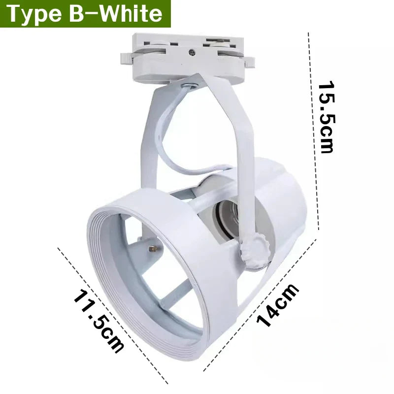 E27 LED Track Light Holder Base - 2-Wire Rotatable Ceiling Rail Lamp Fittings
