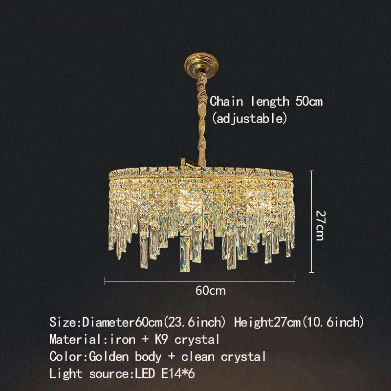 Elegant Golden Round Chandelier - A Creative New Design for Living Rooms, Dining Rooms, and More