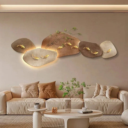 Dlight Decor 3D Nine Fish Wall Lamp Mural Art