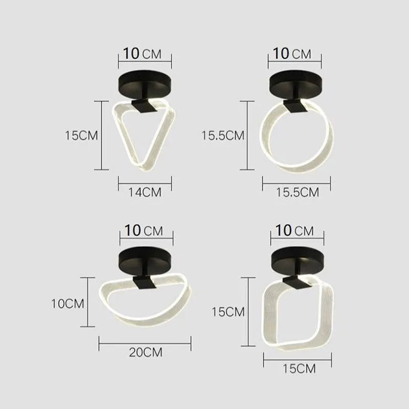 Modern LED Ceiling Light - Acrylic Geometry Linear Decoration Lamp in Black and Gold for Bedroom, Living Room, Corridor, and Indoor Home Fixture