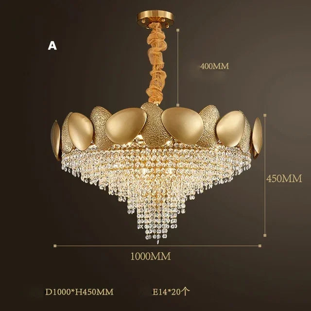 LED Tassels Crystal Chandelier - Modern Stainless Steel Gold Long/Round Pendant Light
