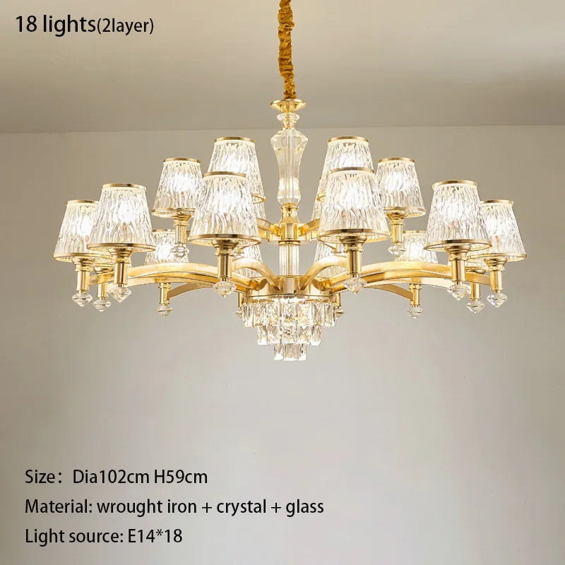 Elegant European Style Crystal Chandelier - A Modern Light Luxury Fixture for Living Rooms, Bedrooms, and Dining Areas