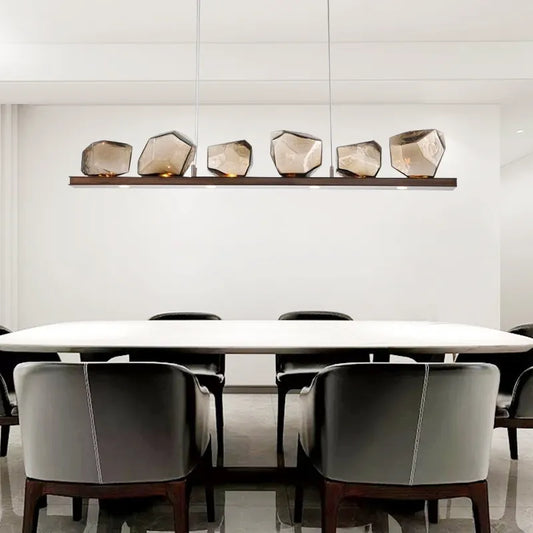 Modern LED Chandelier Lighting - Nordic Rock Glass Elegance for Living Rooms and More