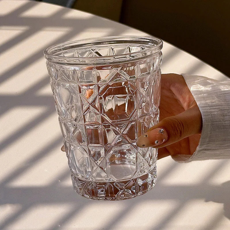 Dlight Decor 4pc Diamond Glass Set 310ml Clear Cups
