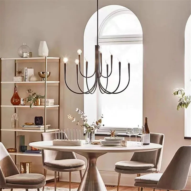 Swoop Arm Chandelier - Retro Elegance for Luxurious Living and Dining Spaces