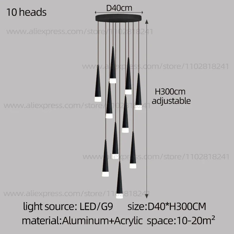Contemporary Stair Chandelier - Elevate Your Duplex Apartment with Nordic Loft Elegance