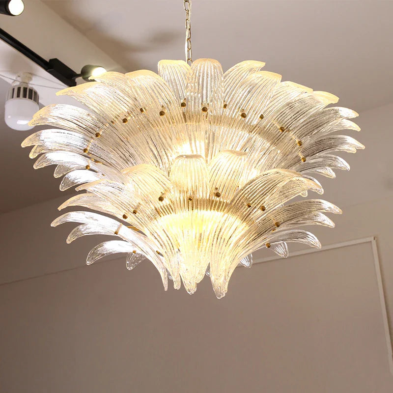 Odette French Vintage Murano Glass LED Chandelier for Living Room & Staircase