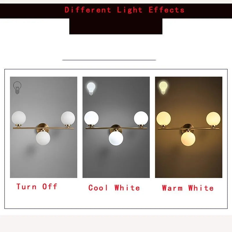 Nordic Gold Wall Lamp with Glass Orb Shade - Elegant Lighting for Bathroom, Bedside, Hotel, Aisle, and Hallway
