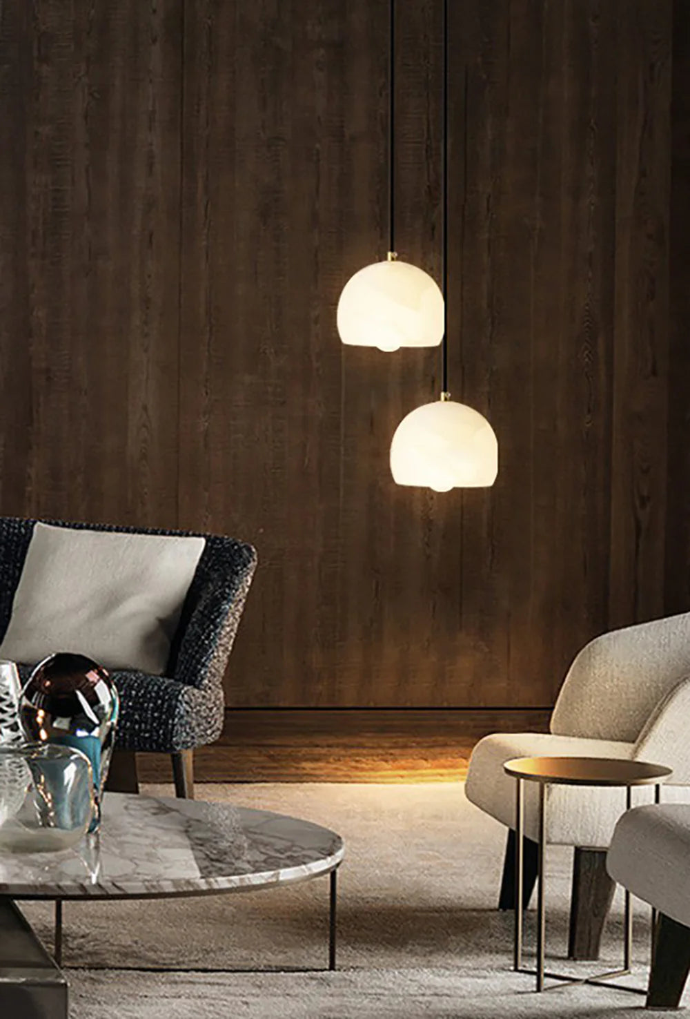 Semicircular Alabaster Pendant Light