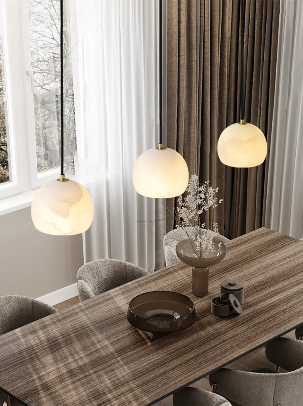 Semicircular Alabaster Pendant Light