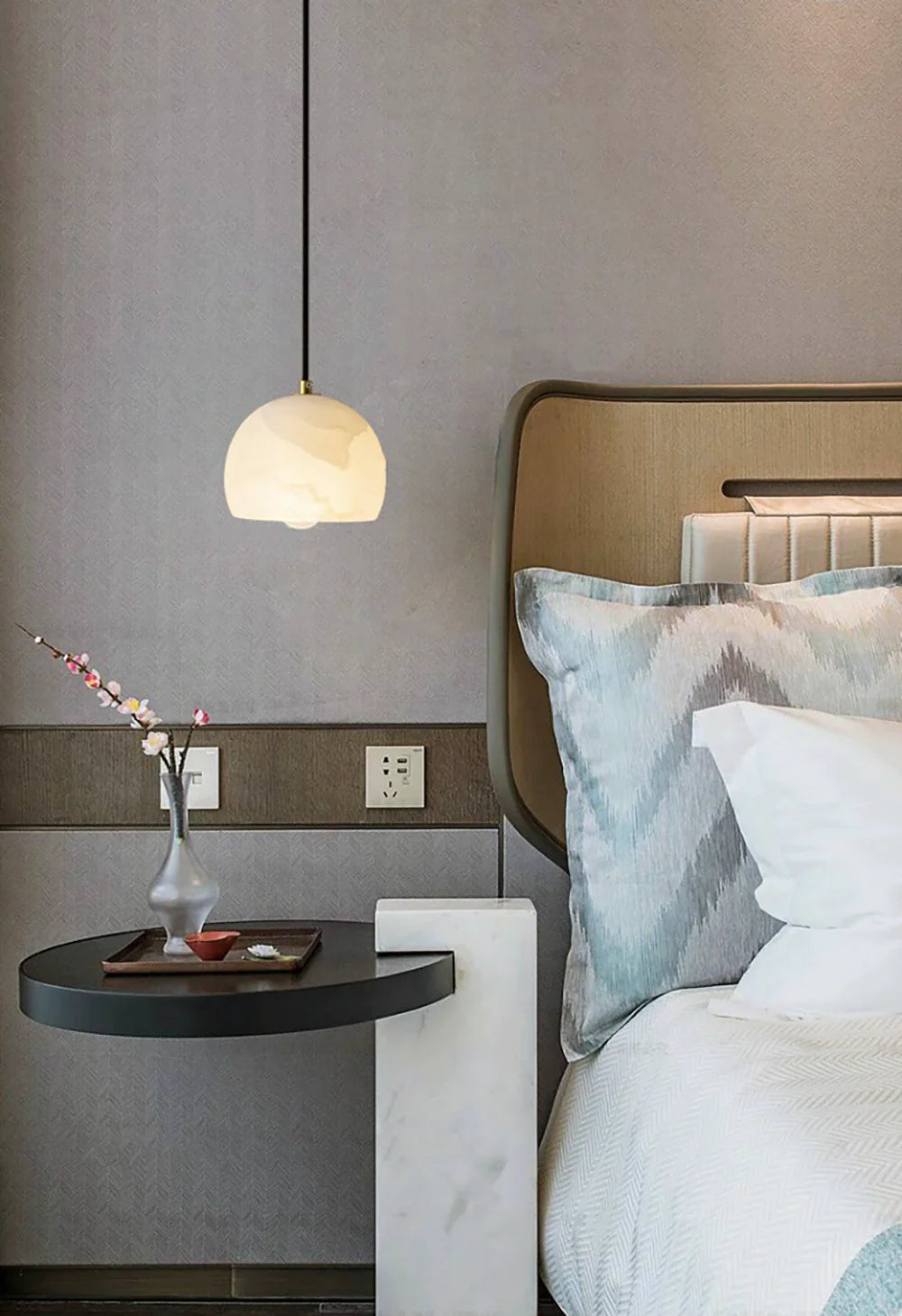 Semicircular Alabaster Pendant Light