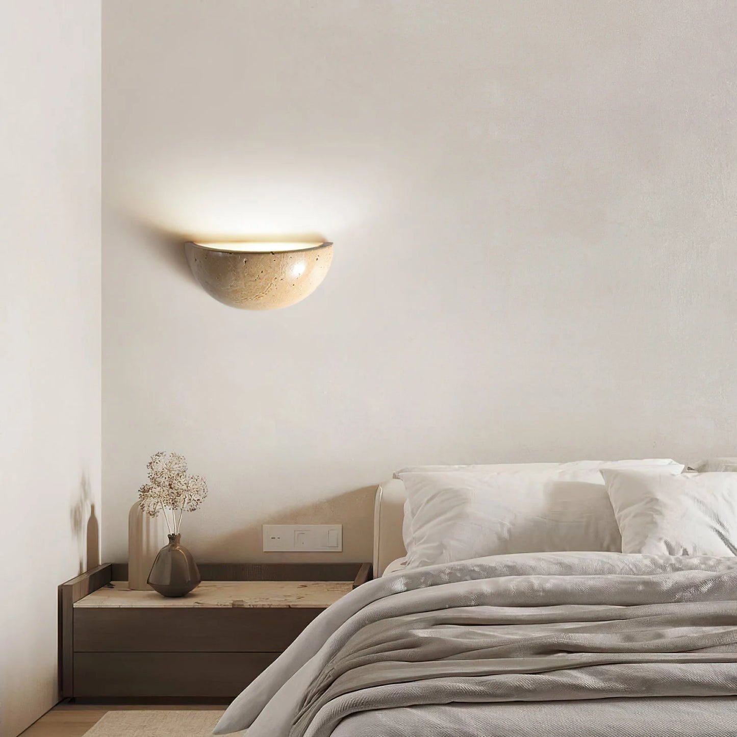 Semicircular Twilight Travertine Wall Lamp