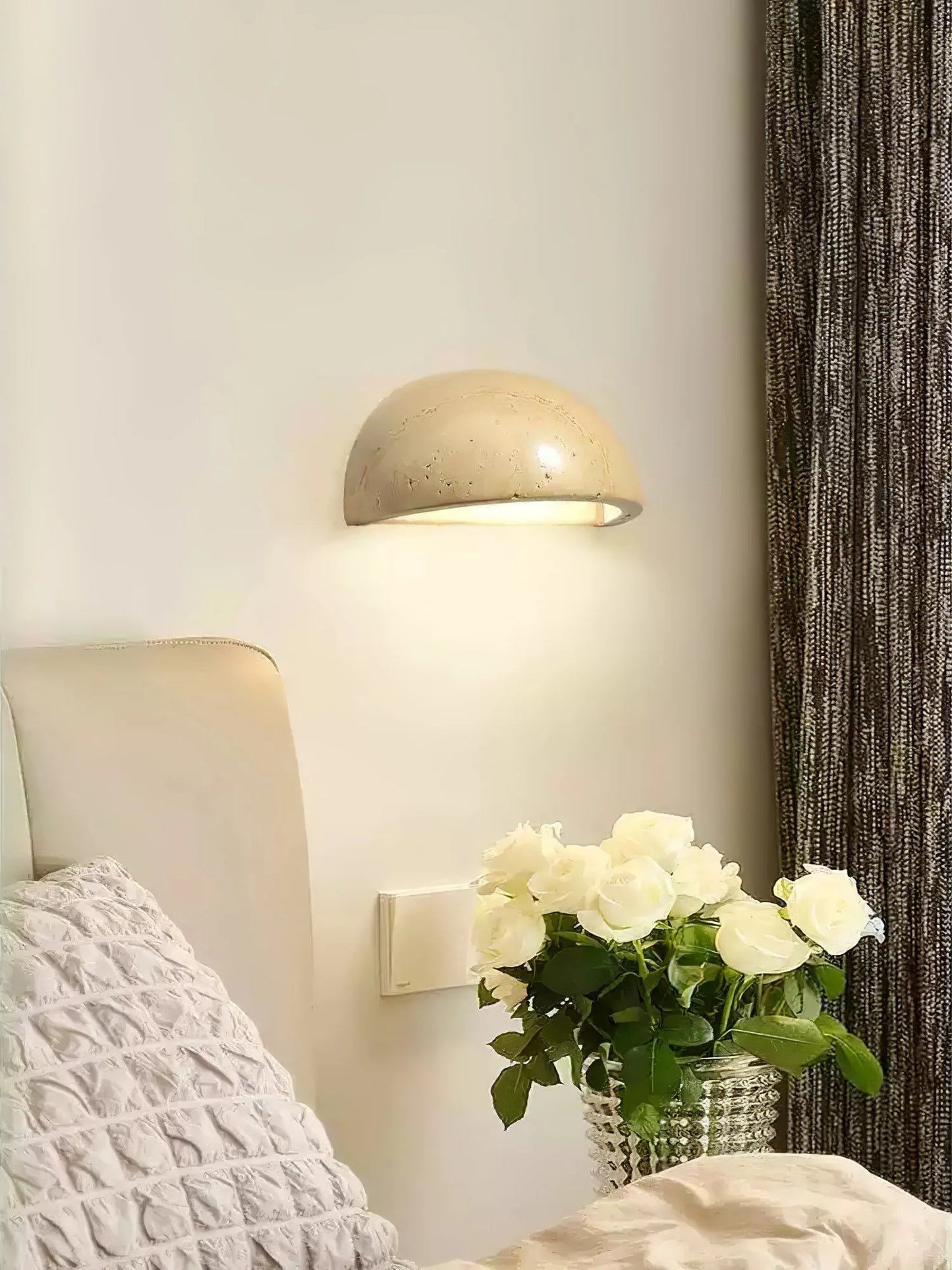 Semicircular Twilight Travertine Wall Lamp