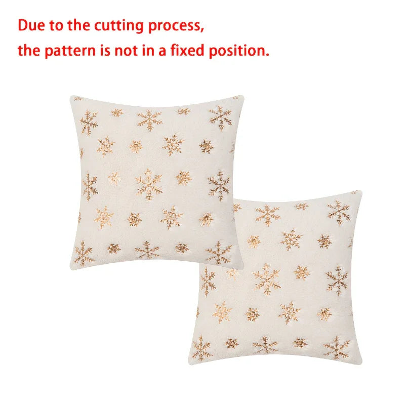 Sequin Snowflake Pillow Cover Set, 2pcs Golden Silvery Throw Pillows