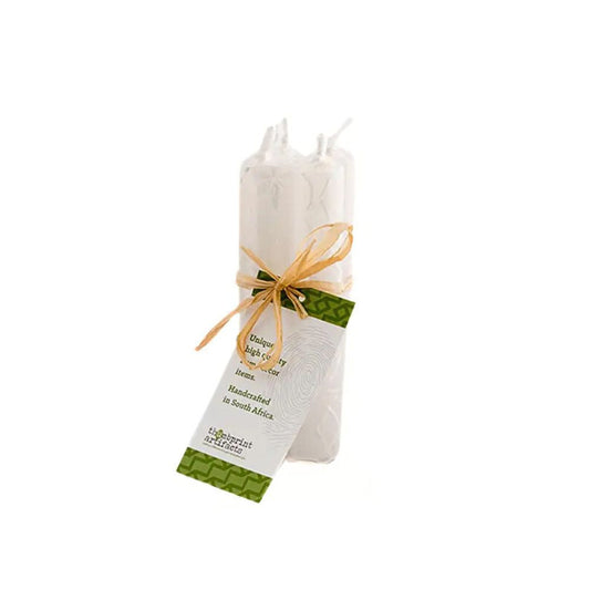 Small Shabbat White on White Candles - Set of 4