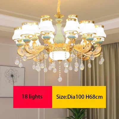 Elegant Blue Ceramic European Crystal Chandelier - Perfect for Living Rooms, Dining Rooms, and Bedrooms