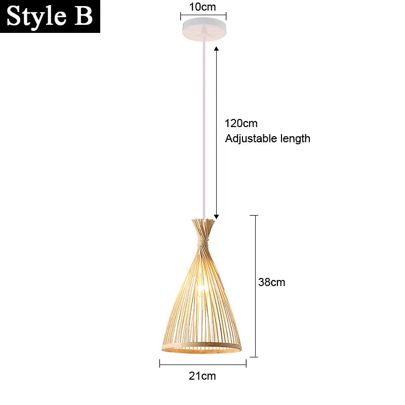 Asian-Inspired Rattan Woven Bamboo Chandelier - Artistic Ceiling Lamp for Home, Cafe, and Restaurant Decor