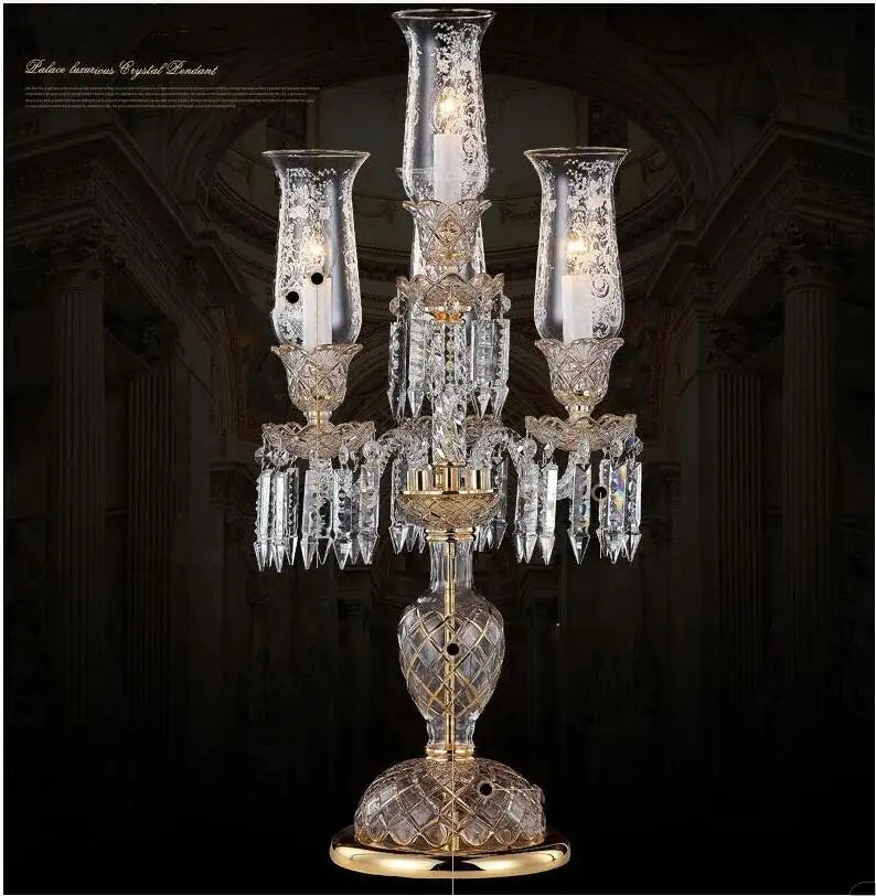 Modern Clear Golden Crystal Table Lamp - Artistic Decor for Bedroom and Living Room