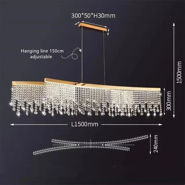 Modern LED Crystal Chandelier - Elegant Lighting Fixture for Living Room, Dining Room, Kitchen, and Home Lighting Decor