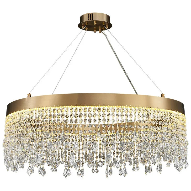 Modern LED Crystal Chandelier - Elegant Lighting Fixture for Living Room, Dining Room, Kitchen, and Home Lighting Decor
