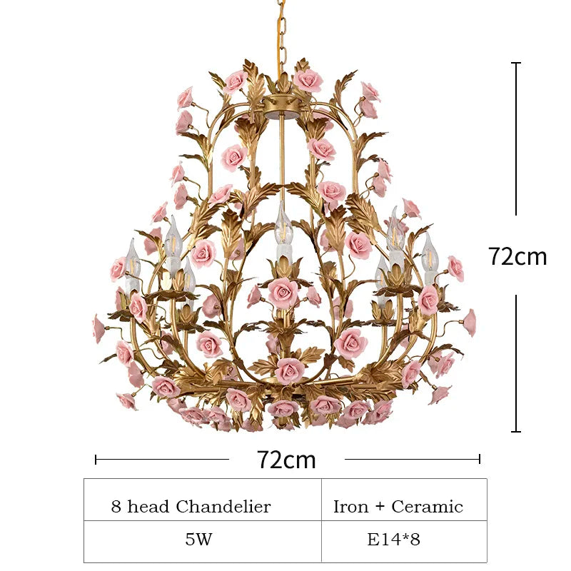 Elegant Nordic Rose Copper Chandelier - LED Illumination for Luxury Living