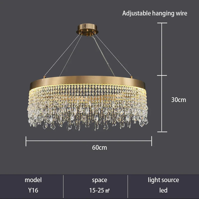 Modern LED Crystal Chandelier - Elegant Lighting Fixture for Living Room, Dining Room, Kitchen, and Home Lighting Decor