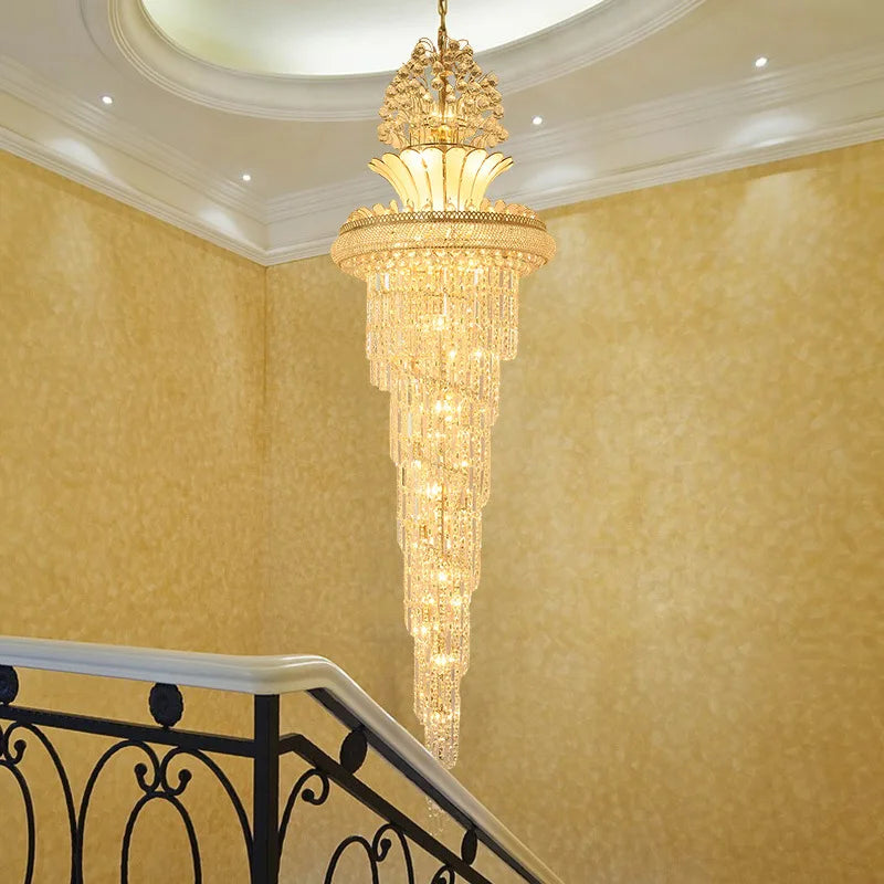 Elegant European-Style Crystal Chandelier - Ideal for Duplex Buildings, Hotel Villas, and Grand Staircases