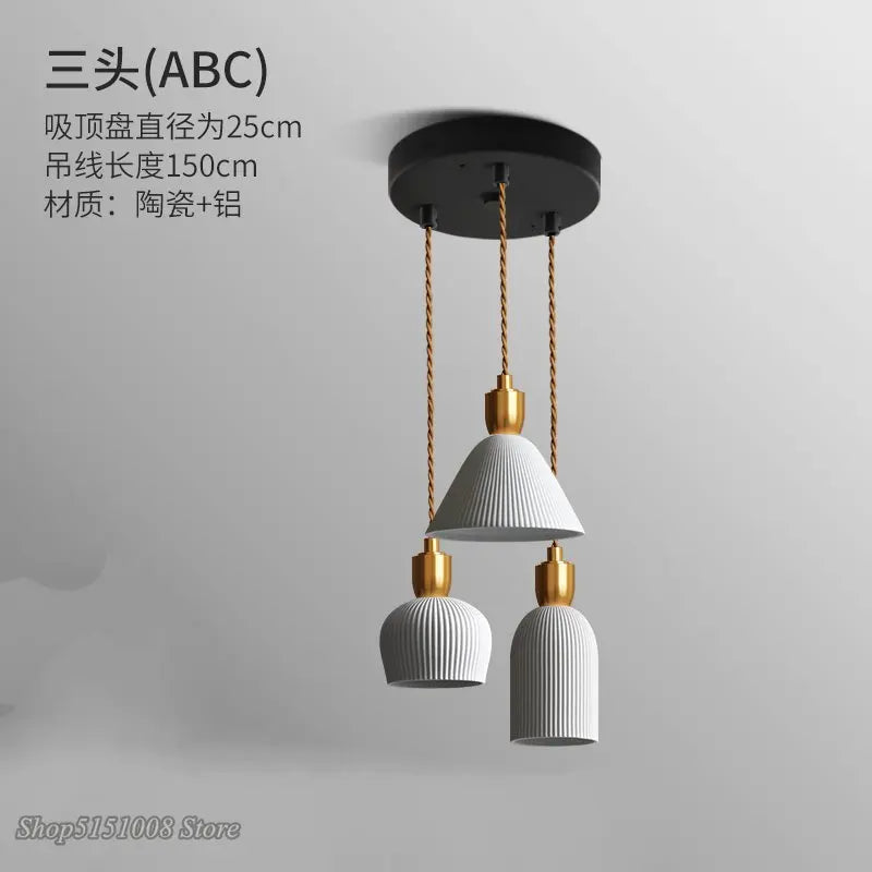 Nordic Ceramic LED Pendant Lamp - Modern Lighting Fixture for Living Rooms, Dining Rooms, Bedrooms, and Home Decor