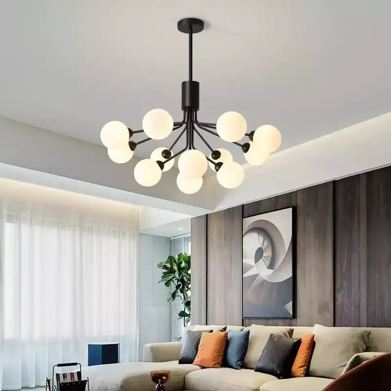 Luxury Gold Nordic Glass Ball Chandelier - LED Magic Bean Apiales Chandeliers for Bedrooms, Kitchens, Dining Rooms, and Cafe Lighting