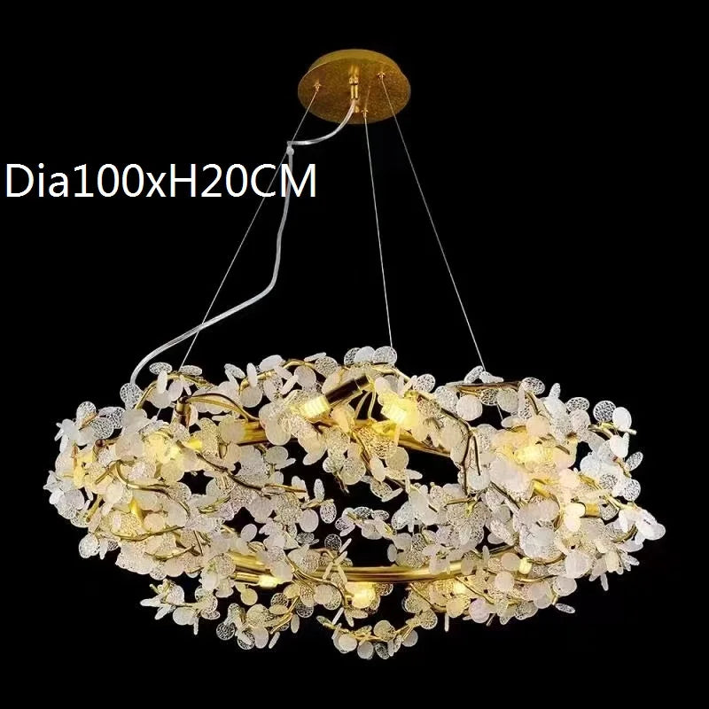 Circle Branch Crystal Chandelier - Luxury LED Lighting for Living Rooms, Restaurants, and Hotel Decorative Elegance