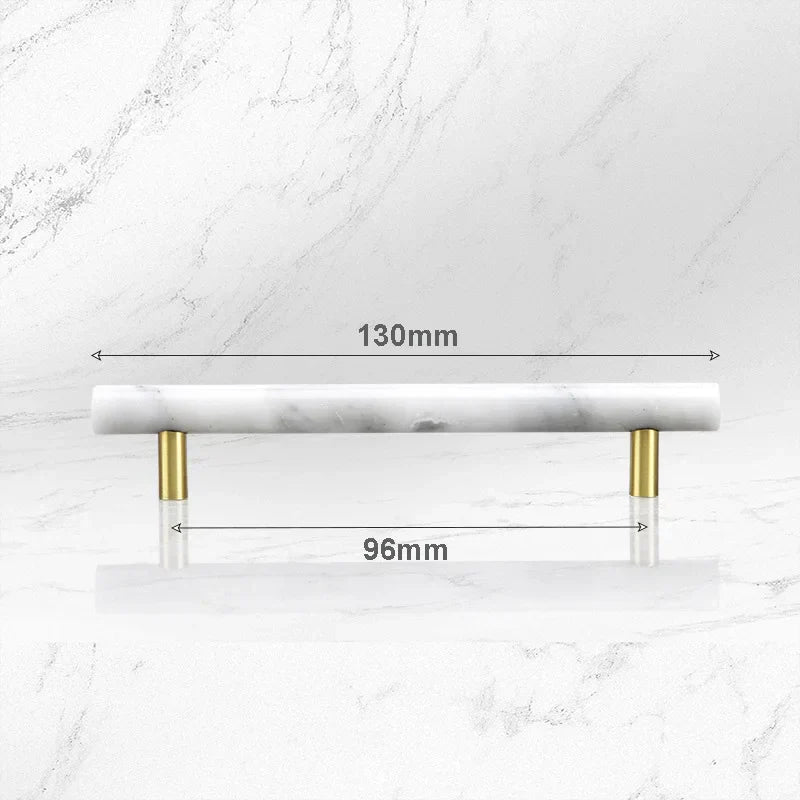 Green and White Marble Cabinet Handle – Luxury Natural Stone Drawer Pulls with Brass Base (50mm-200mm)