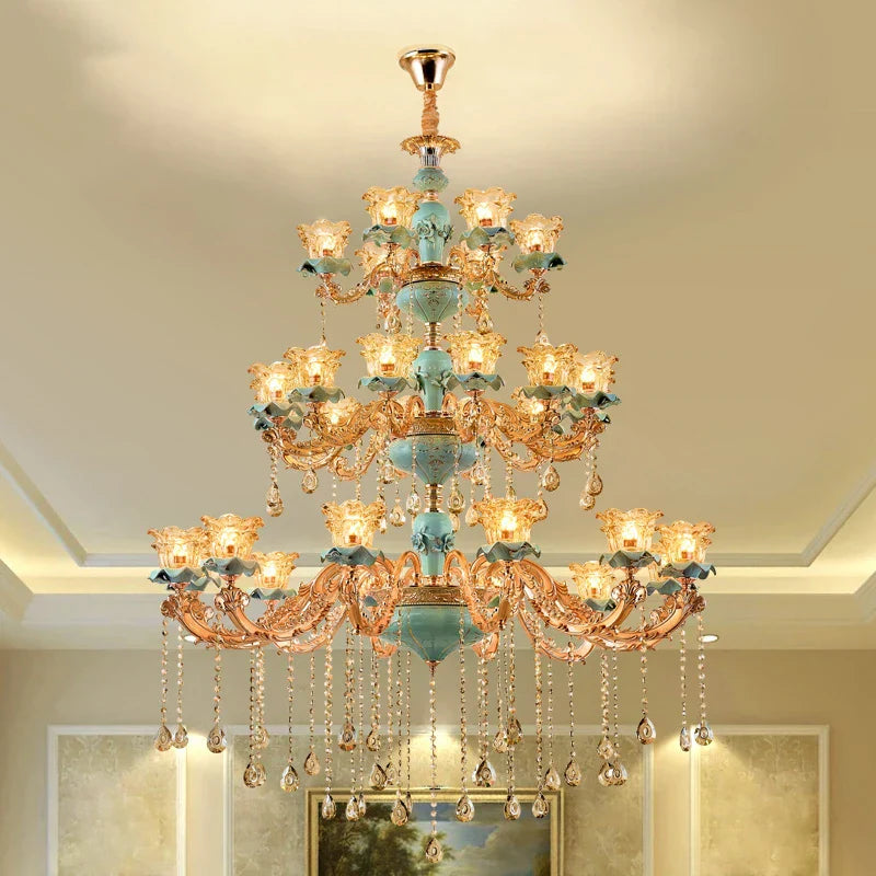 European-Style Duplex Building Chandelier - Elegance for Living Rooms, Hotels, and Ceramic Staircases