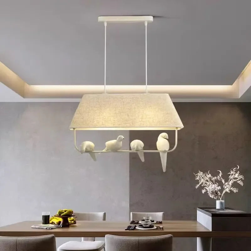 Creative Bird Pendant Lights - Simple Japan Style Chandelier for Ceiling Light in Study, Dining Room, and Home Decor - Birdcage Inspired Design