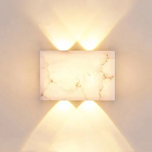 All-Copper Marble Wall Lamp - Modern Simplicity for Living Rooms, Dining Rooms, and Bedside Aisles with Natural Marble and LED Sconce