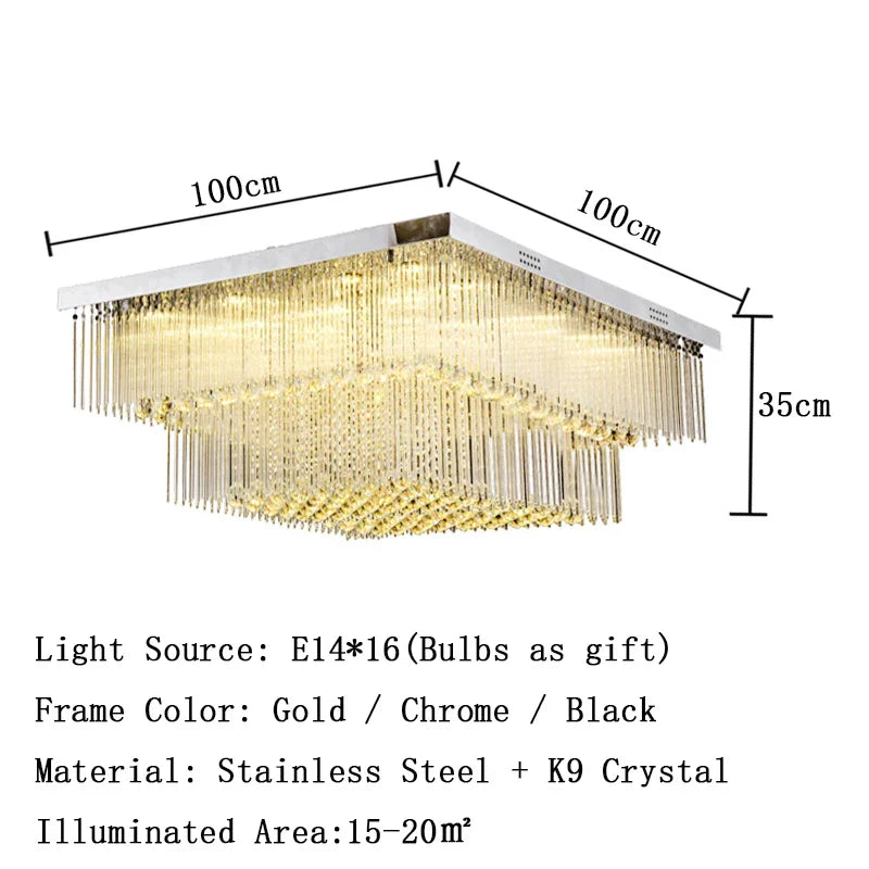 Luxury Chrome LED Ceiling Lights - Modern Elegance for Living Rooms with Crystal Accents