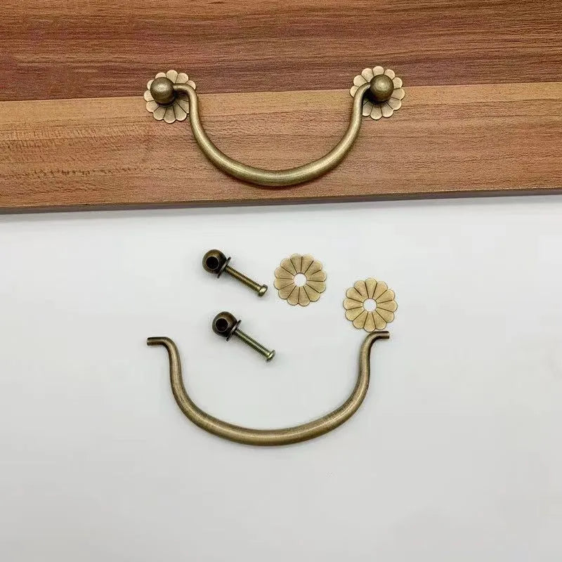 Antique Brass Arch Cabinet Pulls – Vintage Drawer Handles for Home Improvement