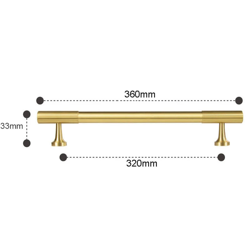 Solid Brass Art Deco Kitchen Cabinet Handles – Knurled T-Bar and Wardrobe Pulls