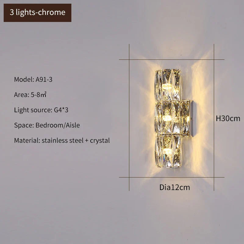 Elena - Modern Simple Light Luxury High-end Crystal Wall Lamp Living Room TV Background Wall Corridor Bedroom Bedside Long Wall Lamp