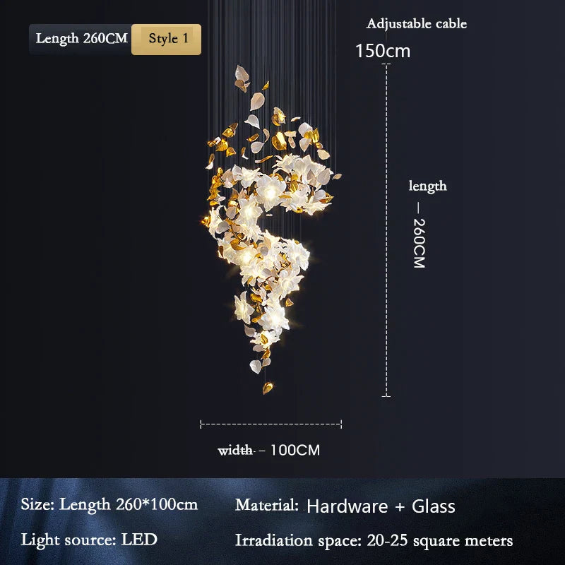 Dlight Decor Loft Crystal Ceiling Chandelier - Luxury Crystal Hanging Light for Staircases, Living Rooms, and Modern Villa Elegance
