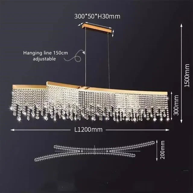 Modern LED Crystal Chandelier - Elegant Lighting Fixture for Living Room, Dining Room, Kitchen, and Home Lighting Decor