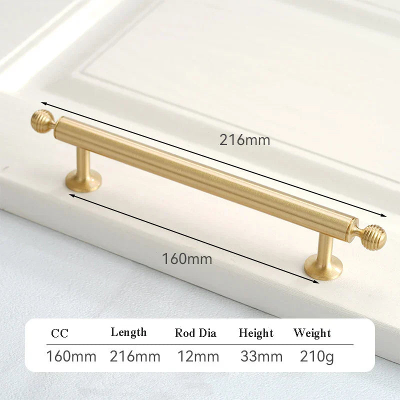 Satin Brushed Gold Brass Cabinet Handles – Modern Wardrobe and Drawer Knobs with French Style