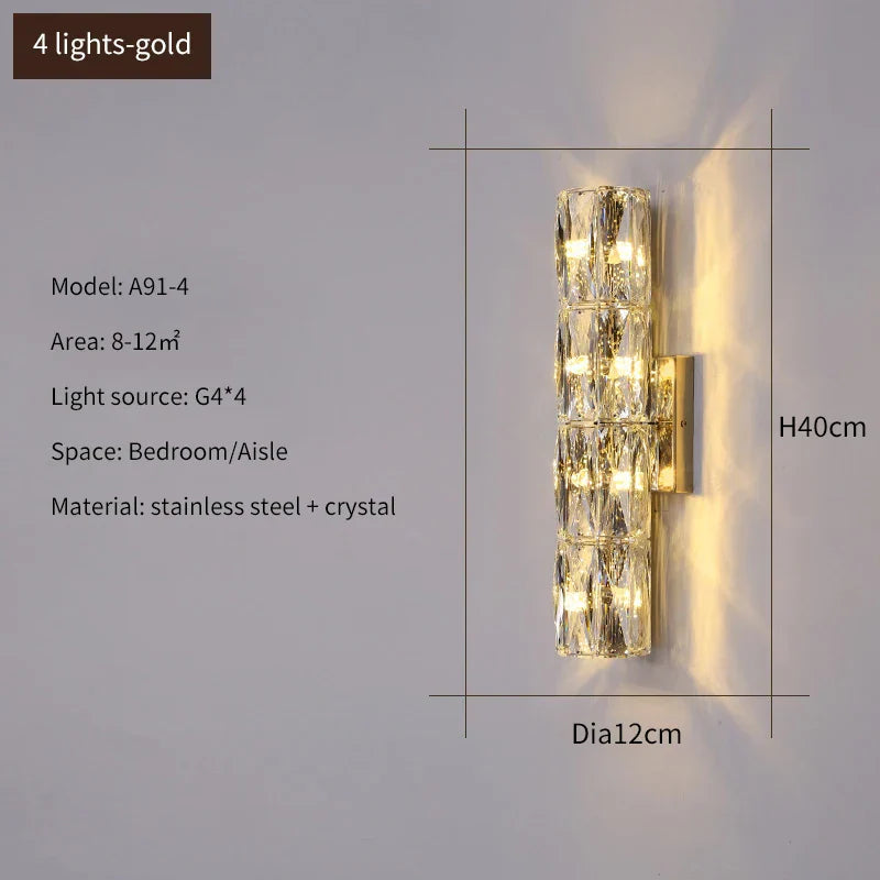 Elena - Modern Simple Light Luxury High-end Crystal Wall Lamp Living Room TV Background Wall Corridor Bedroom Bedside Long Wall Lamp
